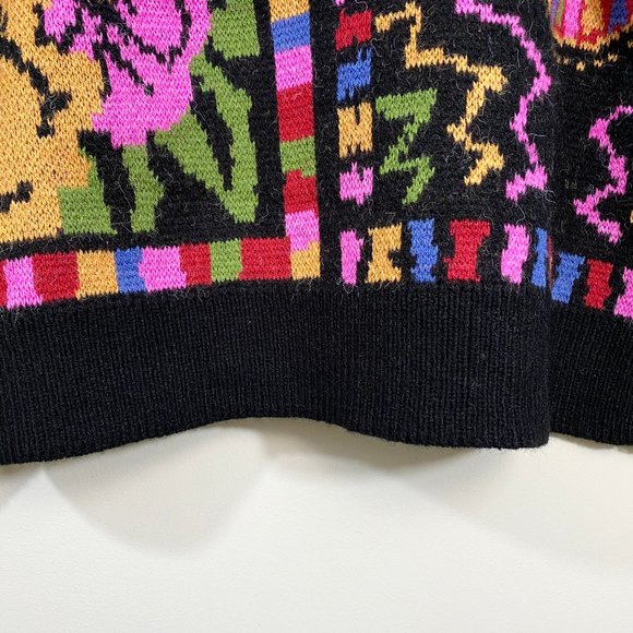 NWT! FARM RIO Mixed Scarves Black Sweater M - Picture 13 of 16